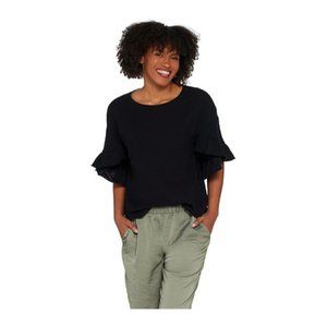 Vince Camuto Drop Shoulder Slub Blouse Small Black